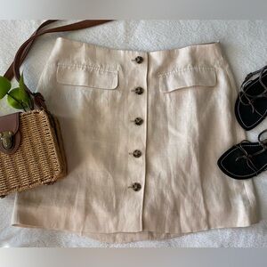 J. Crew Beige Button-Front Linen Cupro Blend Skirt sz 12 new with tags